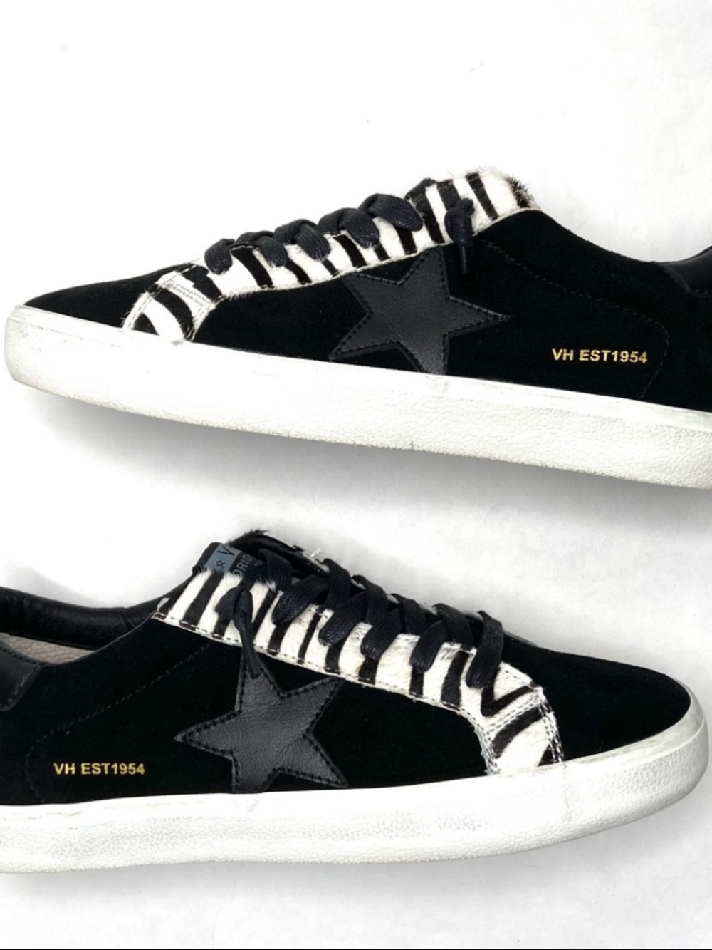 VINTAGE HAVANA Black Zebra Ryder Star Sneakers